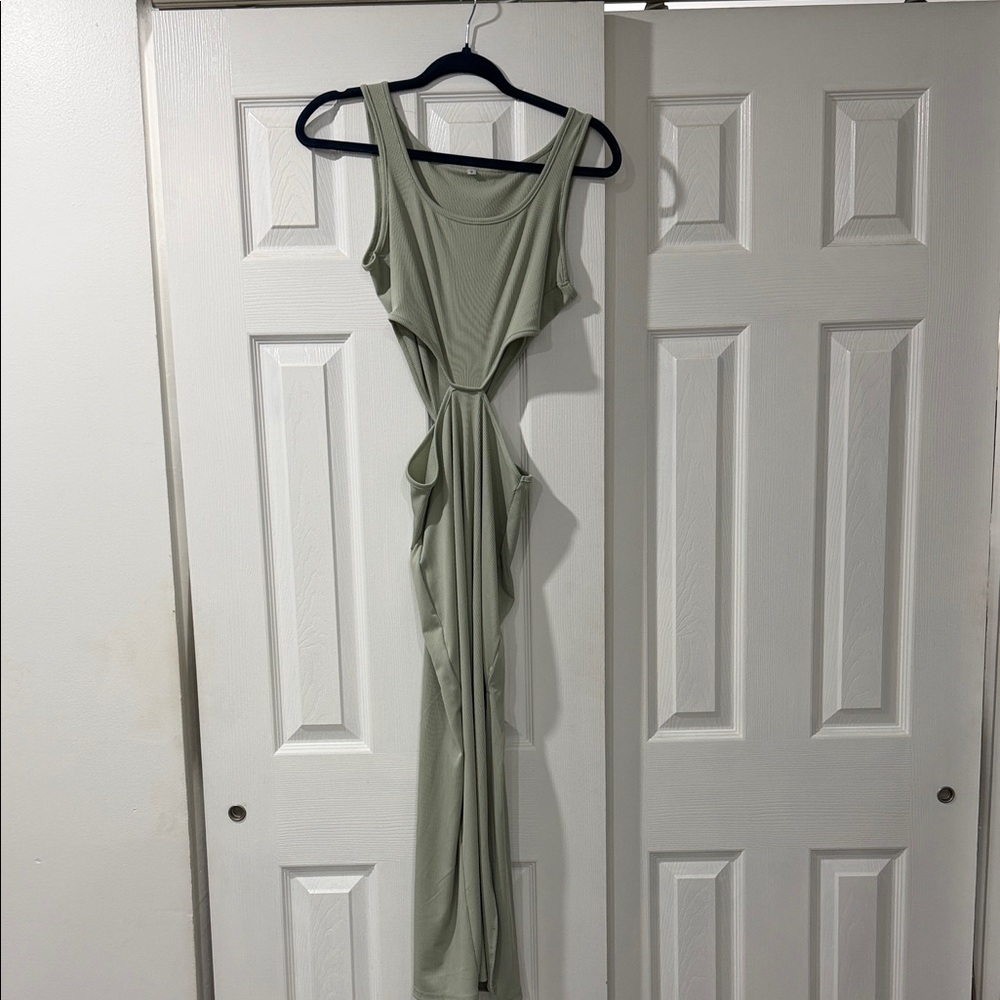 Sleeveless Cutout Maxi Dress in Sage Green